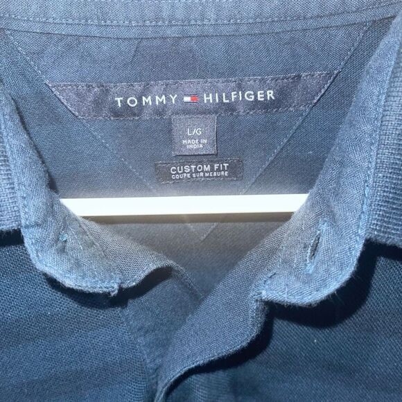 Tommy Hilfiger Navy Ombré Striped Polo - Size Large‎ - Picture 8 of 8